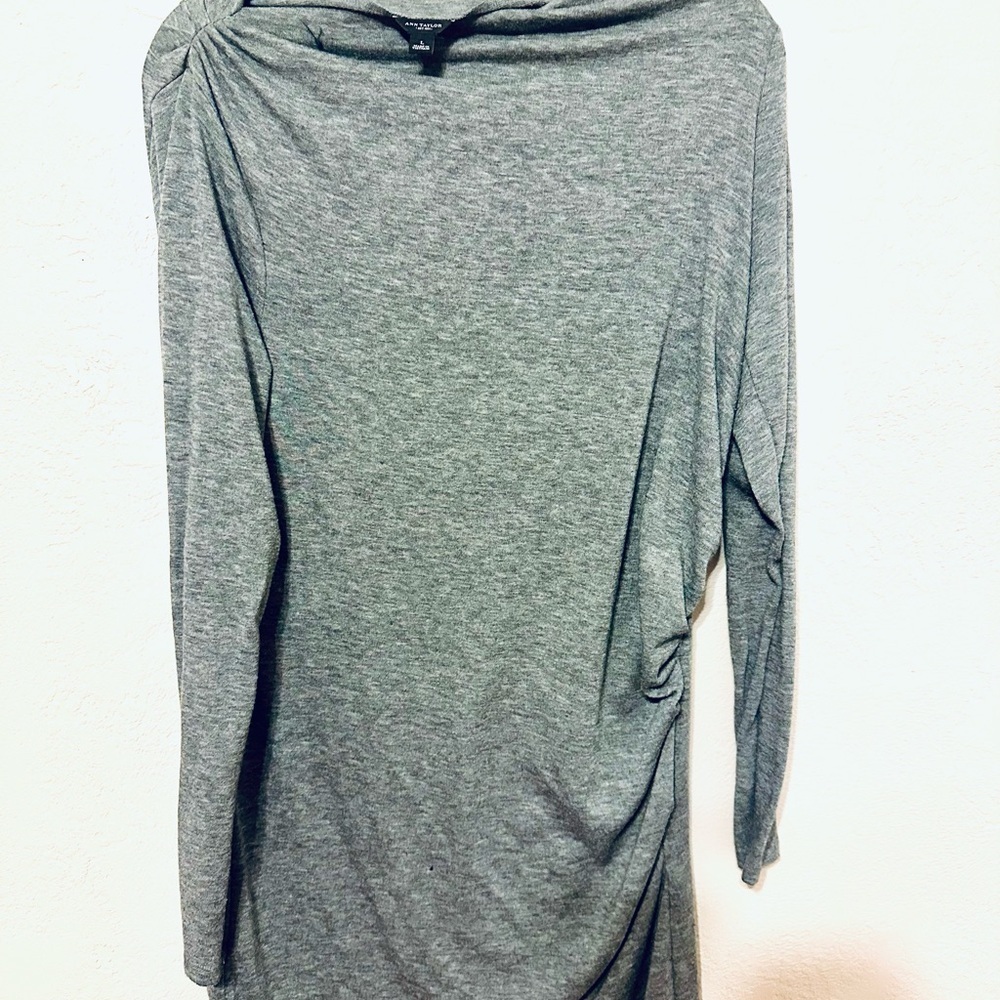 Ann Taylor Heather Gray Long Sleeve Dress Size Large EUC